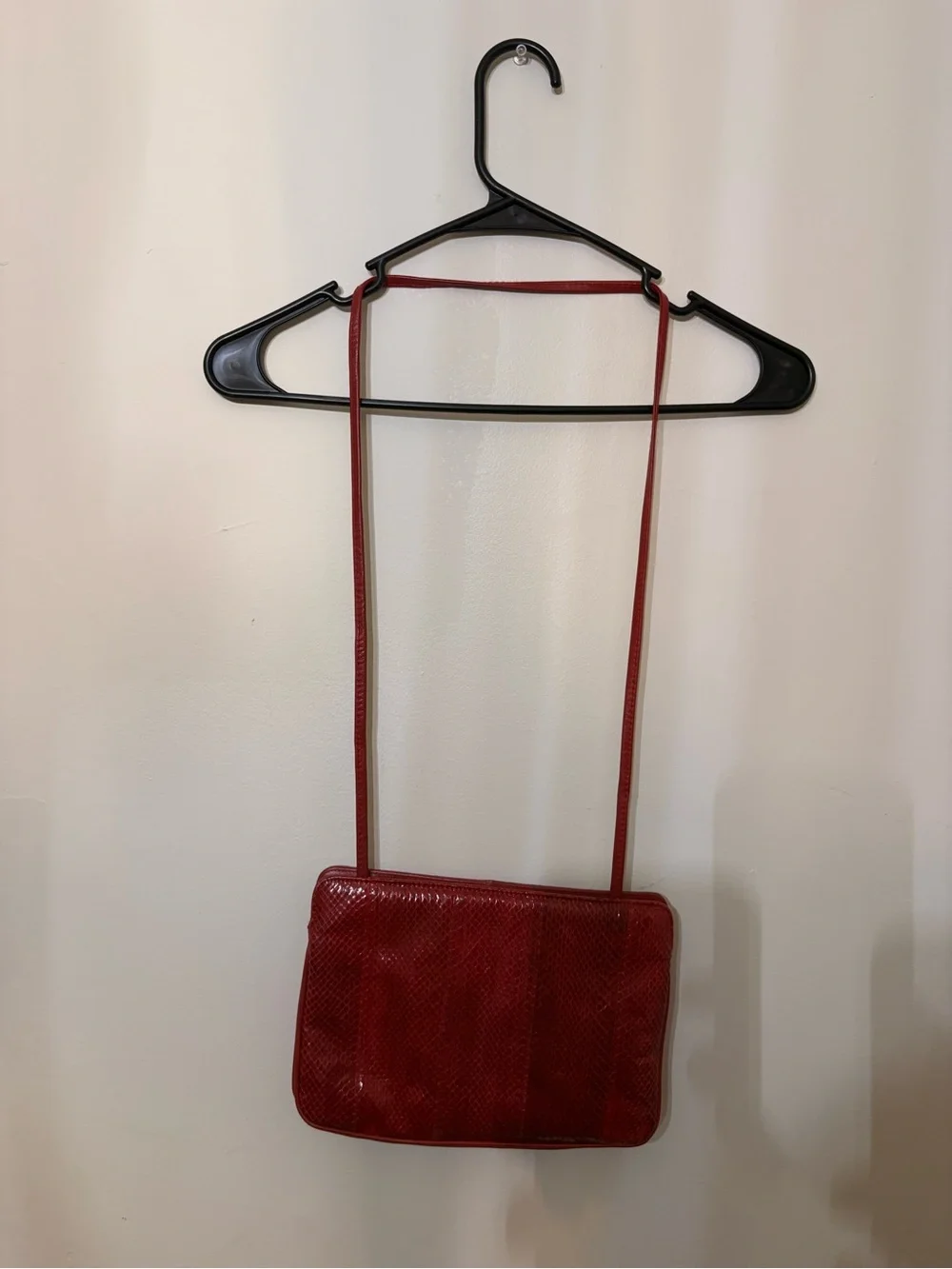 Compact Red Textured Crossbody Bag - Women's Shoulder Purse